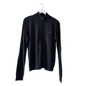 Teddy Smith Black Front Zipper Soft Lightweight Men’s Cardigan Sweater L #1528